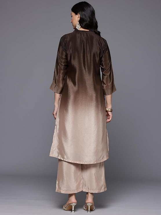 Brown Chanderi Kurta Set - Image 3