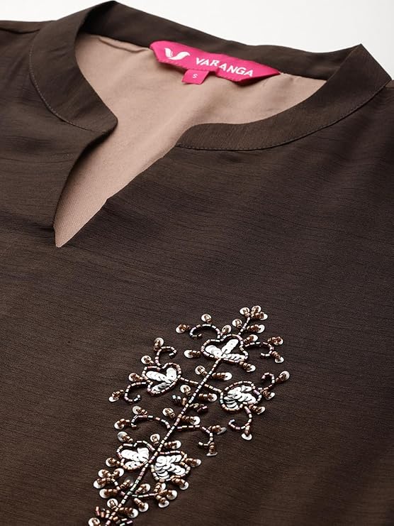 Brown Chanderi Kurta Set - Image 2