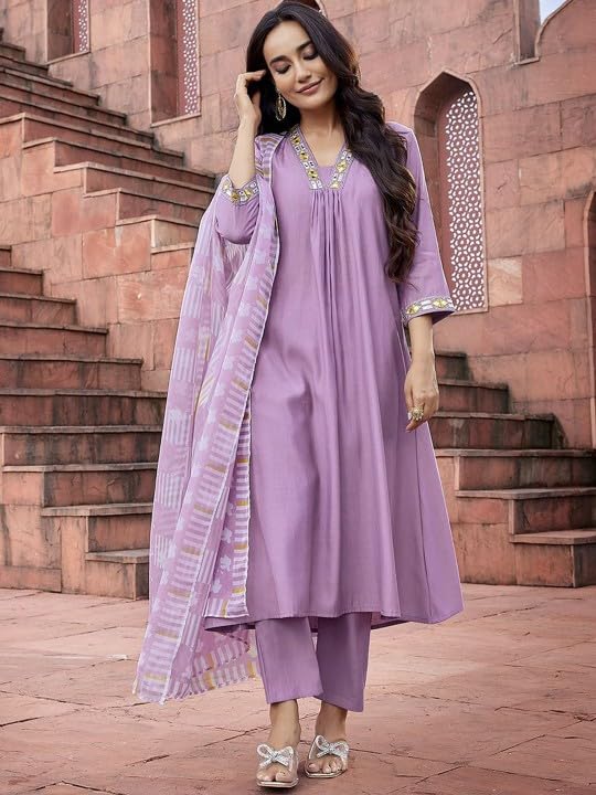 Chanderi Kurta Pant Dupatta Set - Image 2
