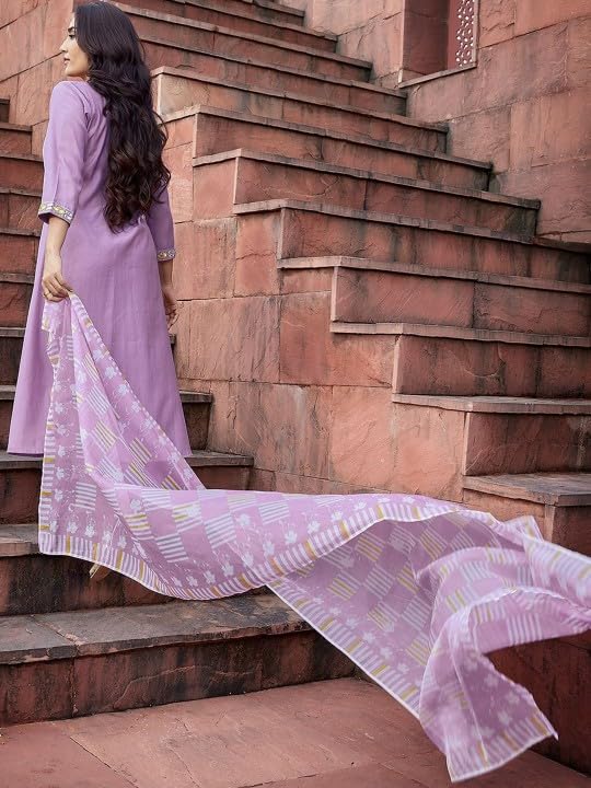 Chanderi Kurta Pant Dupatta Set - Image 3