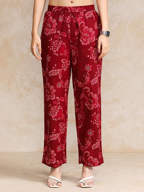 Floral Printed Halter Neck Anarkali Kurta with Trouser - Image 4