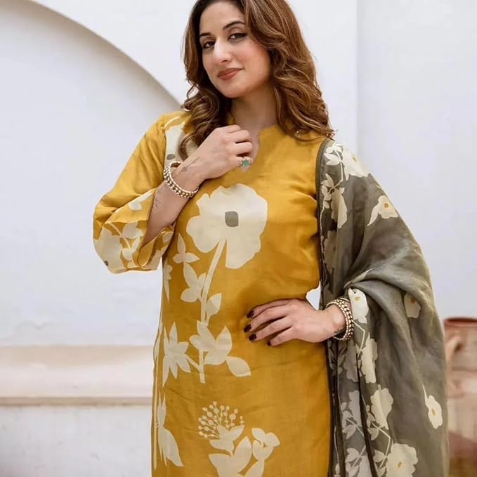 Mustard Yellow Kurta Set for Women - Image 2