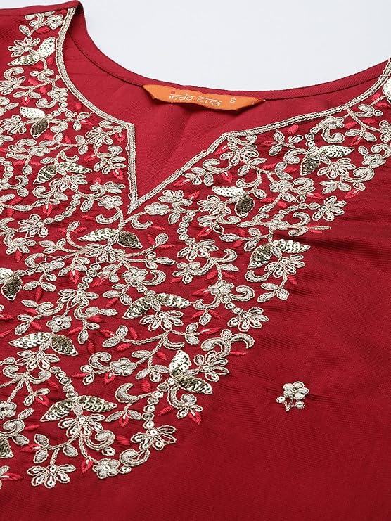 Red Straight Kurta set - Image 3
