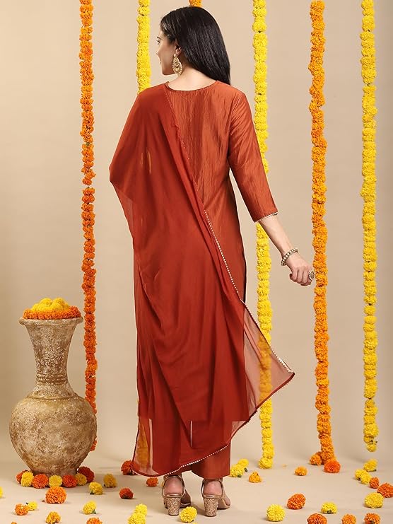 Straight Kurta with Pant & Dupatta - Image 4
