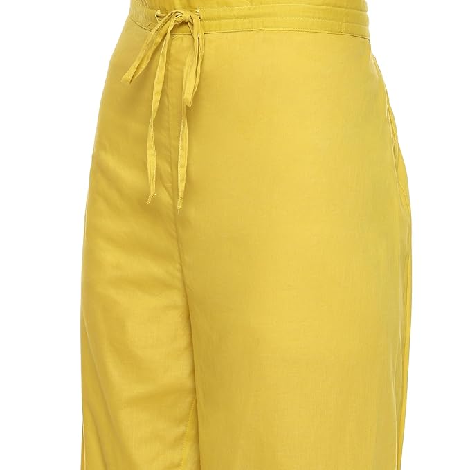 Women Cotton Anarkali Solid Suit yellow - Image 4