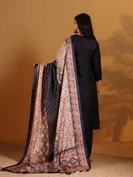 Silk Blend Kurta Set Black - Image 3